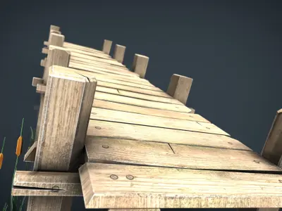 Wooden Pier  Low-poly 3D model