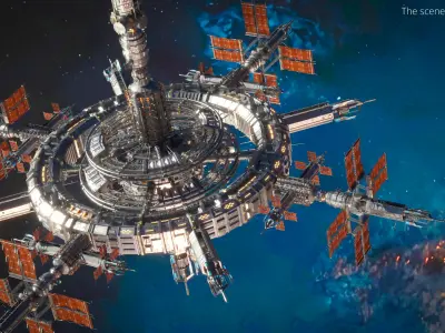  Modular Communications Nexus with Solar Array Ports Metallic Gray 