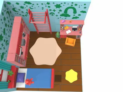 Isometric cartoon children room 10 3D model
