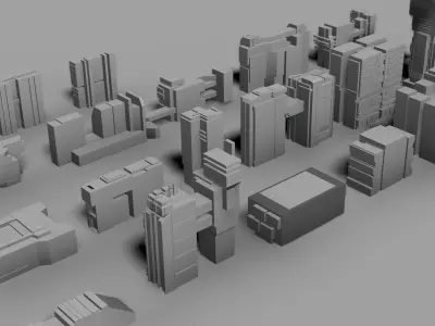 futuristic architecture set - BDR 3D model