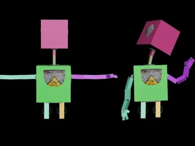 Rusty robot Low-poly 3D model