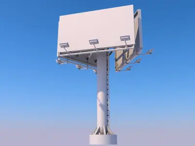 Three Sided Billboard  Low-poly 3D model