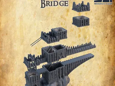 Grand Border Bridge Tabletop Terrain 28 MM 3D print model