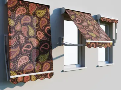 Sunblind three checkered window awnings 3D model