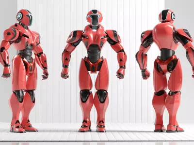 RED SCI-FI ROBOT Low-poly 3D model