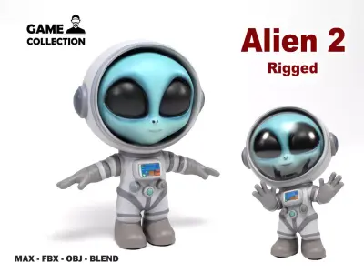 Alien astronaut Low-poly 3D model