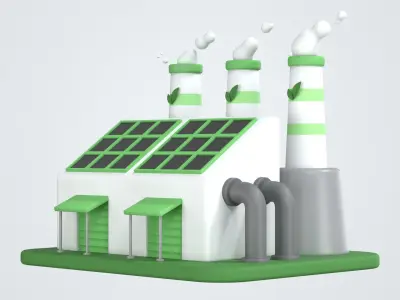 Eco Factory 3D Icon 3D model