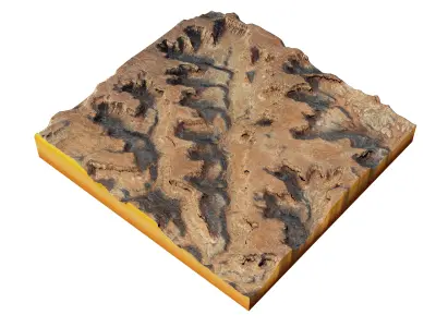 canyon with a barren river and high cliffs 3D model