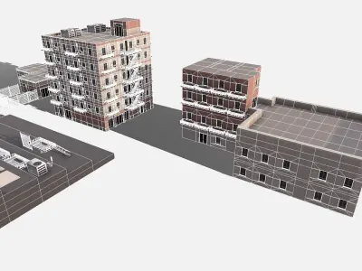 modular kit buildings expansion pack Low-poly 3D model