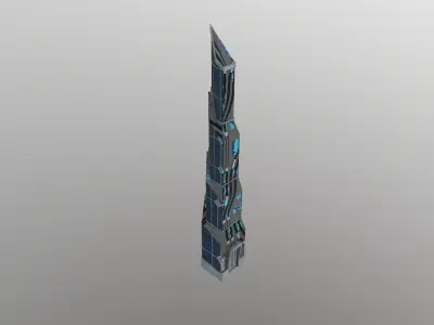 Cyberpunk City - Building 52 Low-poly 3D model