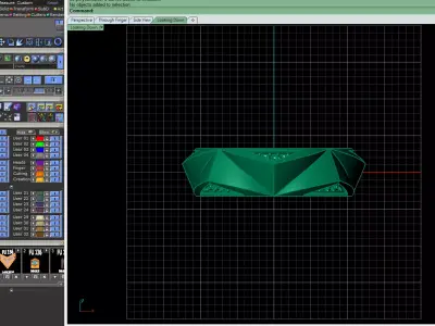 Faceted Wave gold ring 3D print model
