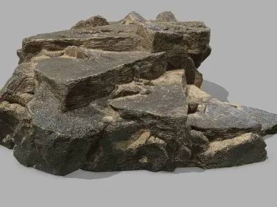 Stair rock Low-poly 3D model 2
