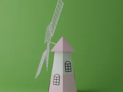 Cartoon Pink Windmill Low-poly 3D model
