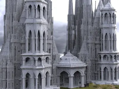 Elven city lothlorian Galadriel towers forest castle 2 3D 3D model