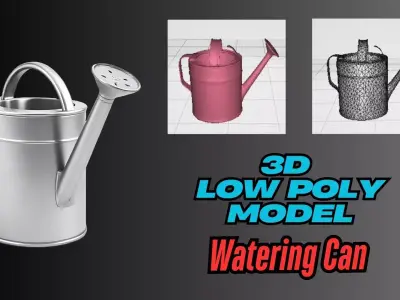 Stylized Watering Can Prop Game Ready Asset for Animations Low-poly 3D model
