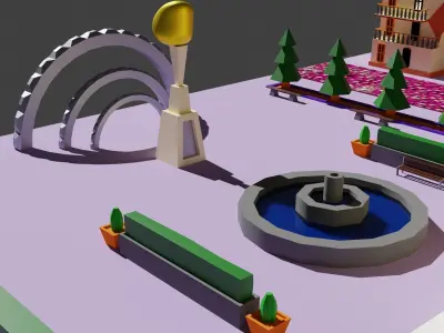 Environment pack Low-poly Game location Map Low-poly 3D model