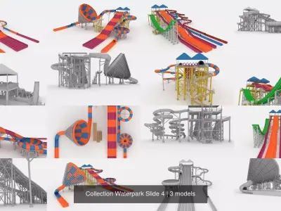Collection Waterpark Slide 4 3D Model Pack