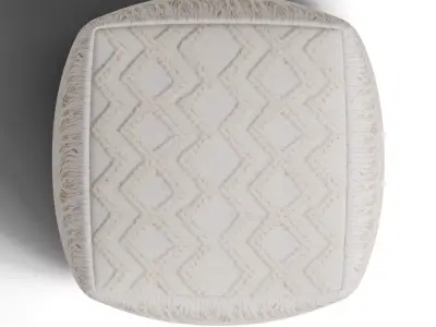 Inca Cream Cotton Pouf 3D model