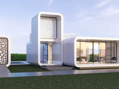 Futuristic residential house 01 3D model