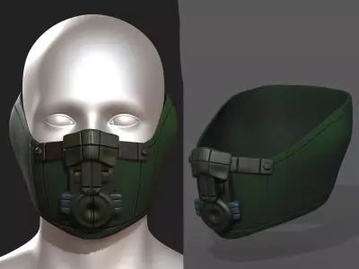 Gas mask fabric futuristic protection isolated  Low-poly 3D model