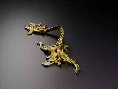 Ornate Baroque Door Handle  Drawer Pull 3D Print Ready STL 3D print model