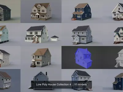 Low Poly House Collection 4  3D Model Pack