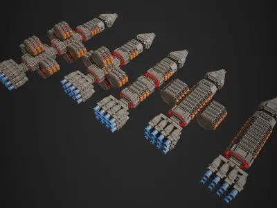 Modular Spaceship One Low-poly 3D model
