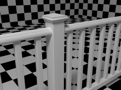 Exterior Railing - White Vinyl - Style 2 3D model