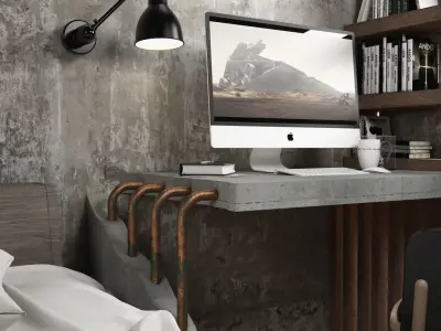 Industrail Desk work space 3D model