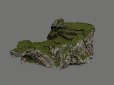 Ladder rock with grass Low-poly 3D model