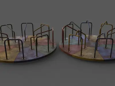 PBR Merry Go Round Roundabout B Low-poly 3D model