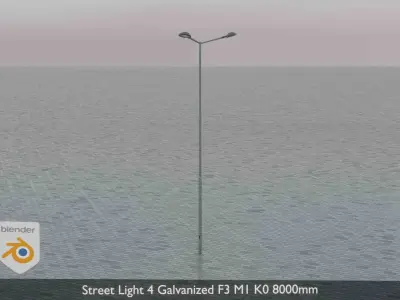 Street Light 4 Galvanized F3 M1 K0 8000mm  Low-poly 3D model