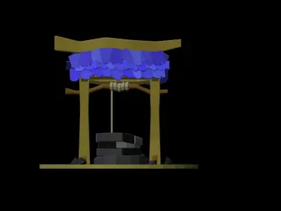 Low Poly WaterWell 3d for game Pozo 3d free Texture