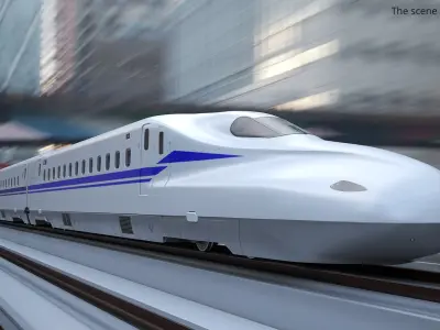  N700S Shinkansen High Speed Train with Interior on Railway 