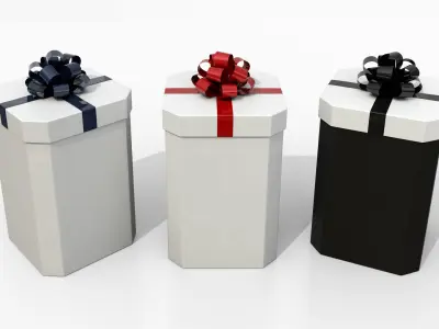  Gift Boxes - Vertical Variety with Fixed Ribbon Rosette 