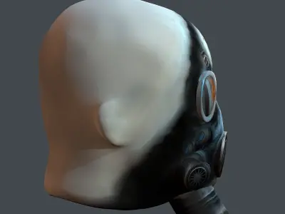 Gas mask helmet 3d model military combat fantasy cyborg Low-poly 3D model