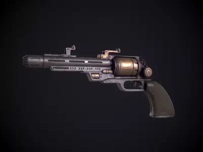Sci-Fi Revolver Low-poly 3D model