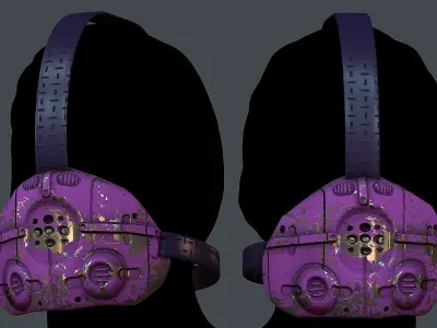 Gas mask helmet 3d model scifi Low-poly  Low-poly 3D model