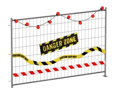 Construction fencing fence 3D model