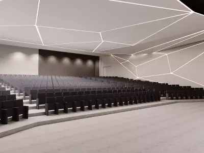 Futuristic Auditorium with Geometric Ceiling and Modern Seating 3D model