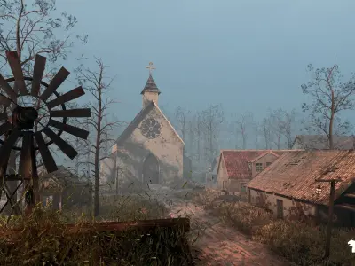 Abandoned Village Environment Low-poly 3D model