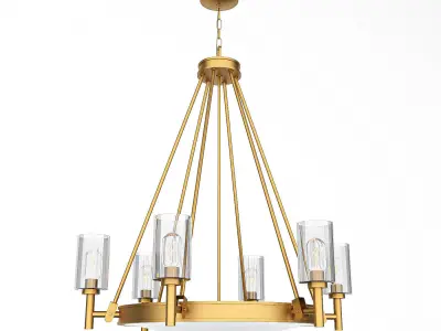 Collier-6-light-chandelier-in-heritage-brass-with-clear-glass... 3D model