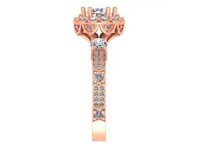  Vintage-Inspired Halo Diamond Engagement Ring 3D print model