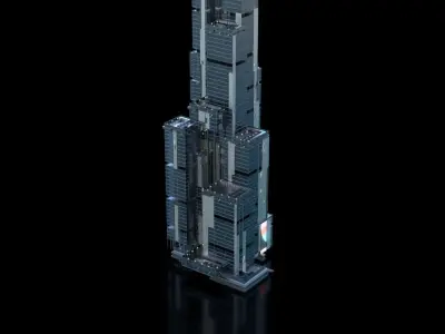 Futuristic Future Modern City Building Skyscraper 01 3D model