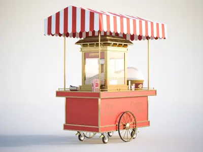 Mobile trolley for making popcorn 3D model