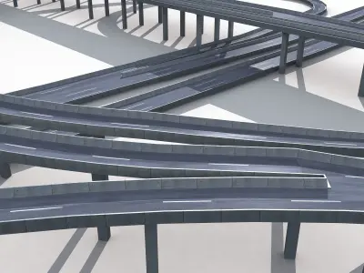 Highway Road Viaduct Flyover-07 3D model