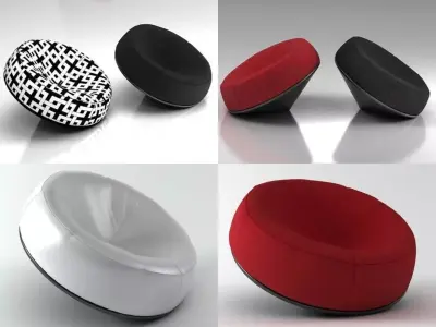 Spin four different chairs 3D model