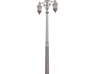 Parisien-Inspired Vintage Streetlight Low-poly 3D model
