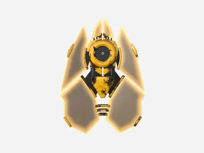 SciFi Shield A08 Yellow - Sci Fi Weapon Design Low-poly 3D model
