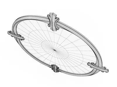 Golden Round Mirror 3D model